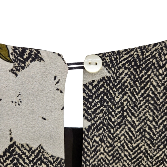 Banana Republic Fit Flare Dress Herringbone Floral Sleeveless Tie Belt A Line 2 - Picture 5 of 9